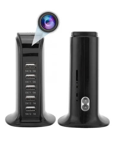 Station charge secteur USB camera espion a distance - double face
