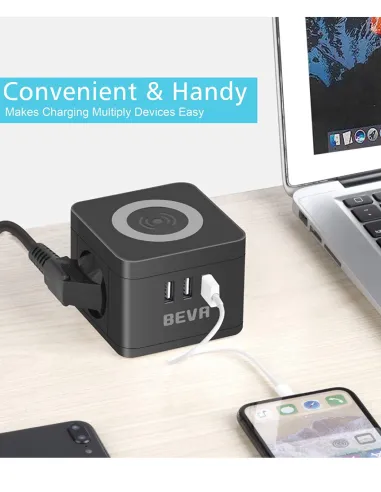 Multiprise cube chargeur à induction caméra/micro GSM - branché