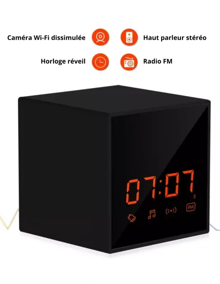 Caméra espion réveil - Qualité Full HD avec vision à distance wifi