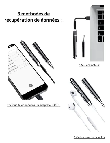Stylo espion - enregistreur vocal - 20h d'autonomie