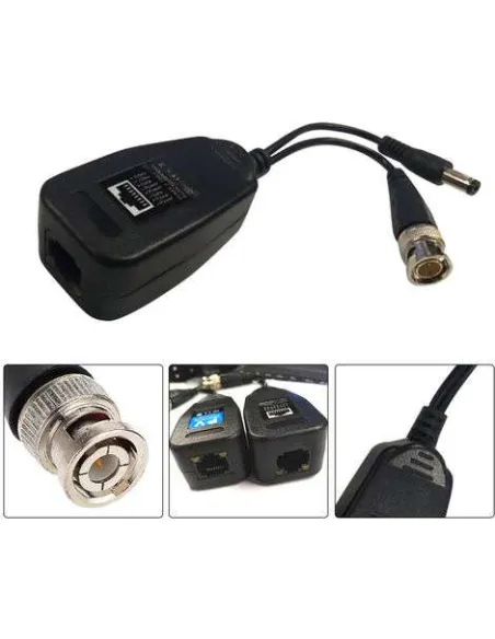 Couple de recepteur-transmetteur rj45 bnc et alimentation
