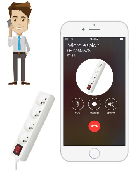 Micro GSM dans multiprise - Ecoute à distance en temps réel