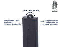 Mode d'enregistrement en continu ou en détection de son
